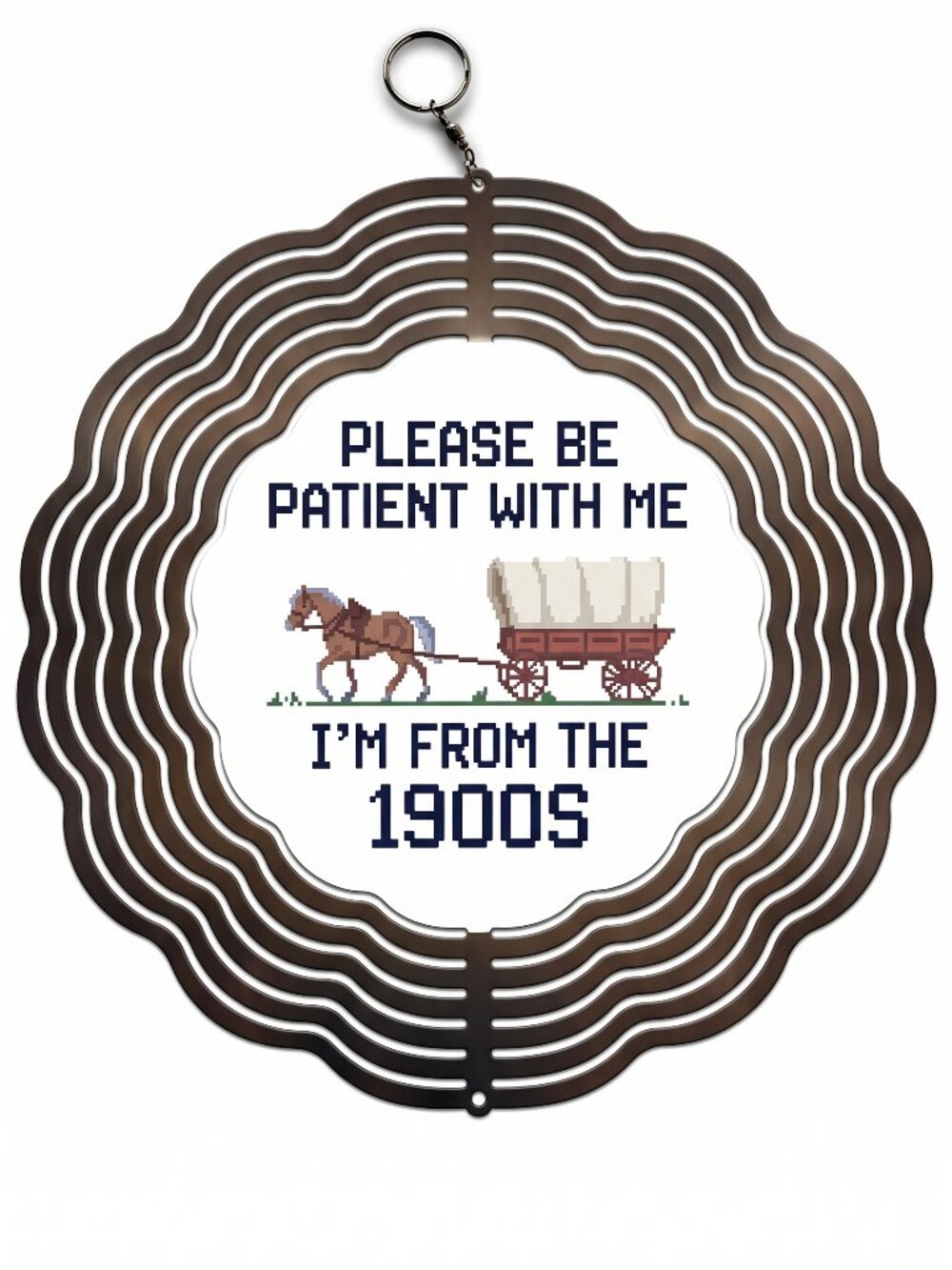 10" Patient With Me 1900s Kinetic Wind Spinner - Metal Hanging Yard Decor